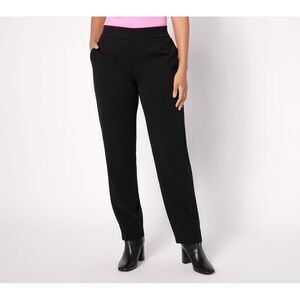 Dennis Basso Women's Pants Sz XL Luxe Crepe Slim Straight Pull On Black A628175